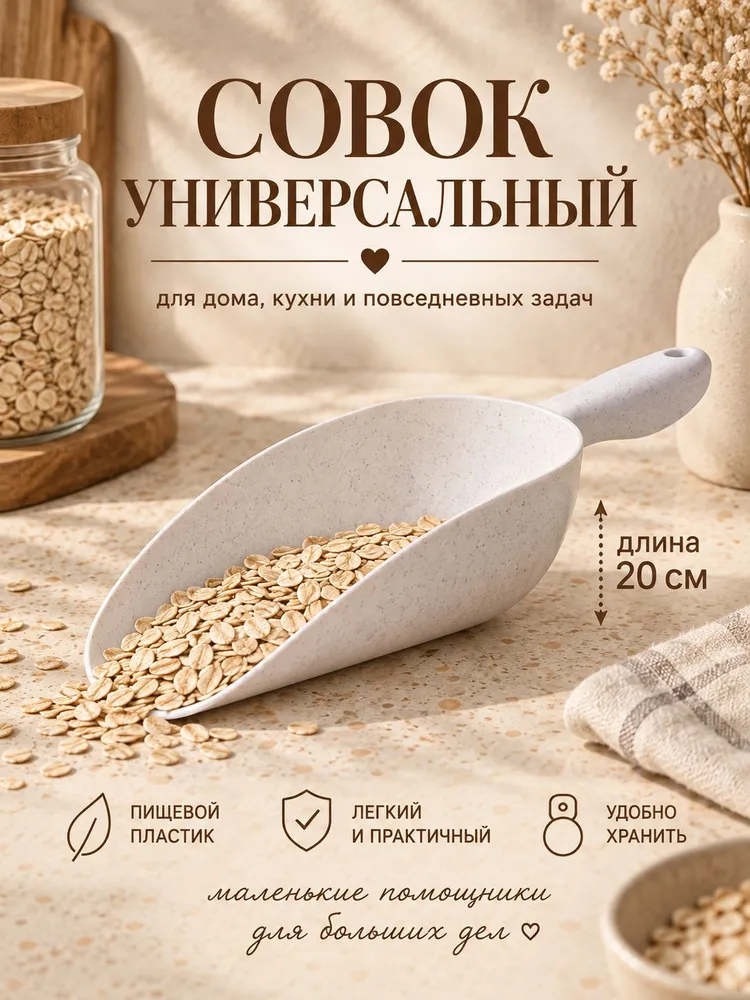 Совок для сыпучих продуктов малый, белый, белый