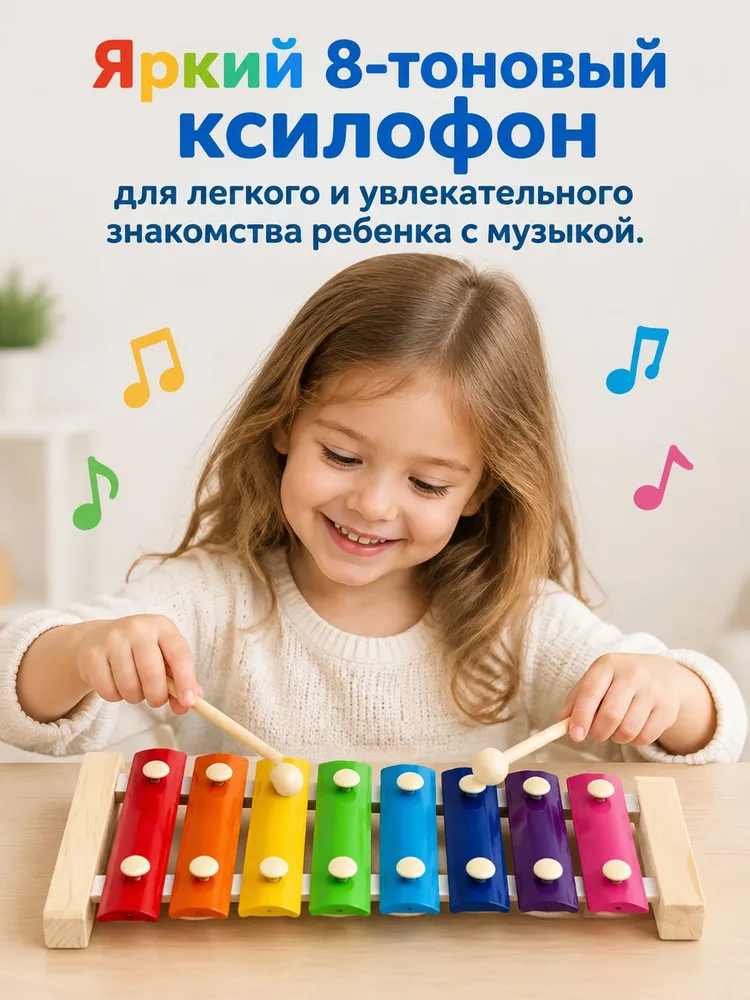 Ксилофон детский деревянный, музыкальная игрушка для малышей, металлофон металлический для мальчиков и девочек, вариант, фото 2