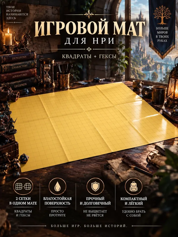 Поле для ДнД, карта ДнД, двустороннее ламинированное Dungeons and Dragons, 55,8х71,1см, 55.8x71.1 см