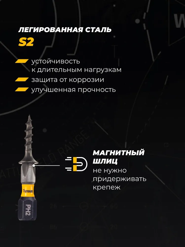 Ударный угловой адаптер 1/4" с набором бит 11 шт HEX RAGE Furious, 11 шт, фото 5