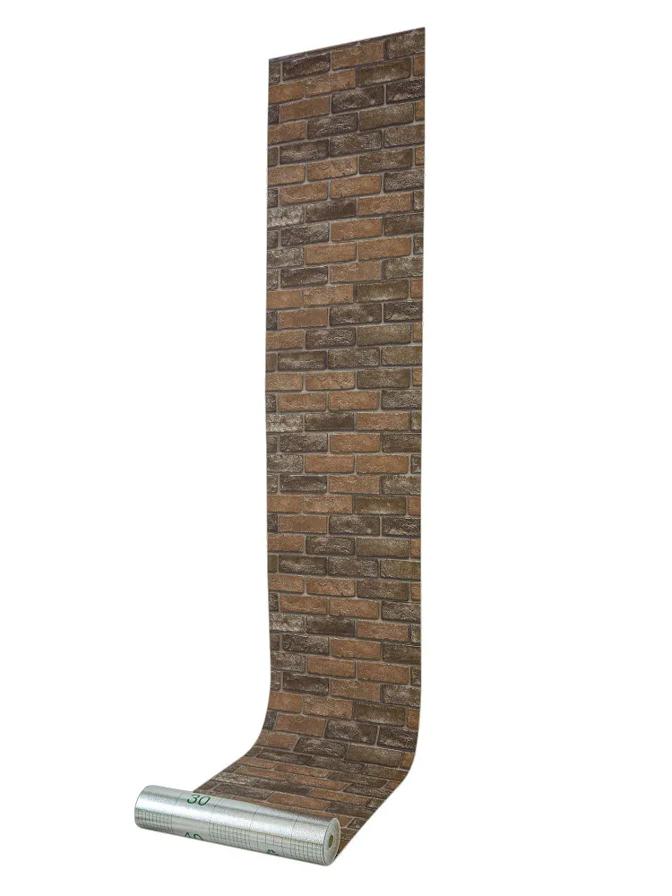 Самоклеящиеся термоизоляционные обои LAKO DECOR 50x600 см, толщина 2,5 мм, Коричневая кладка, 50x600 см, фото 4