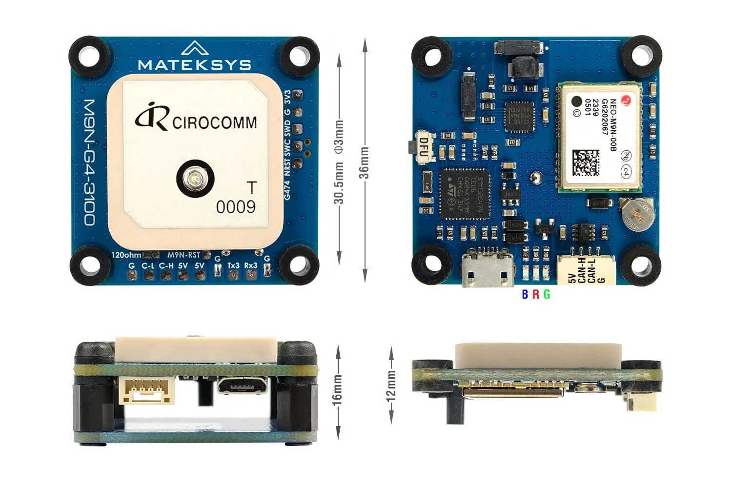 GPS модуль Mateksys M9N-G4-3100 GNSS DRONECAN AP_PERIPH