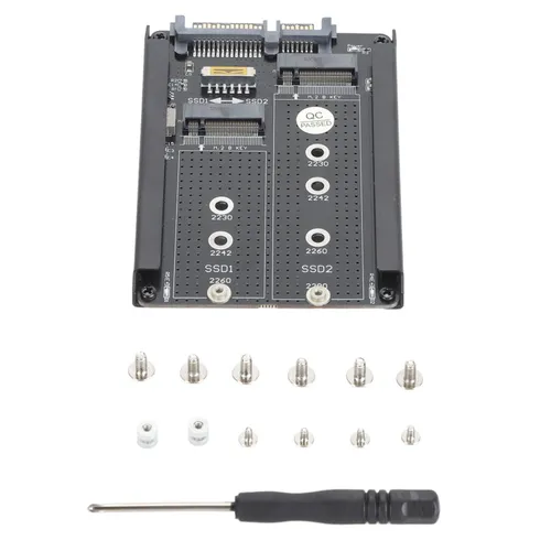 Адаптер M.2 NGFF B+M Key на 2.5" SATA, карта для двух SSD, 6 Гбит/с, для 2230/2242/2260/2280, корпус