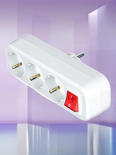 Разветвитель AY-KA 77 133 00, 3 гнезда, с заземлением и выключателем, 16А, 250В, белый