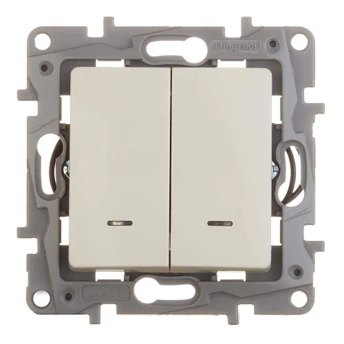 Выключатель Legrand Etika двухклавишный встраиваемый слоновая кость с подсветкой