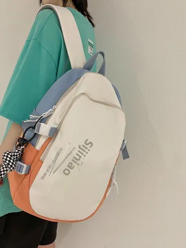 Рюкзак школьный унисекс, голубой с брелком, нейлоновый, для ноутбука до 15 дюймов