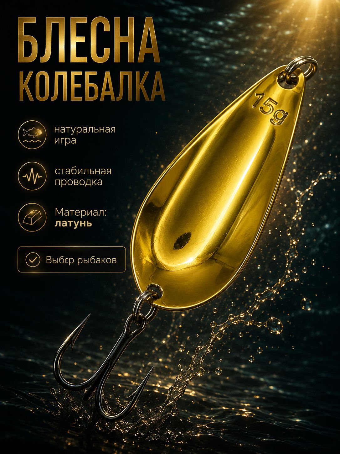 Блесна колебалка атом на щуку и судака 15 гр.