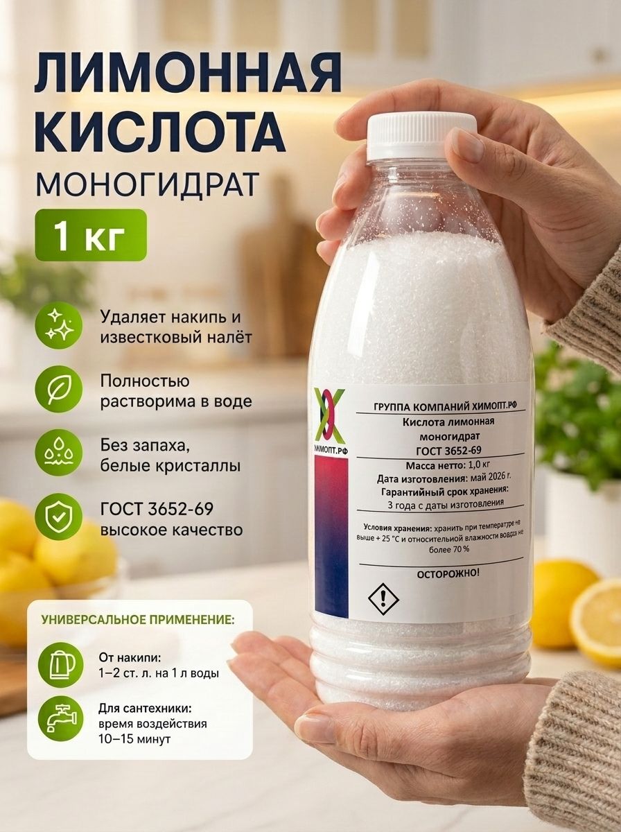 Лимонная кислота 1 кг пищевая для приготовления выпечки и десертов. Лимонный порошок от накипи для стиральной машины