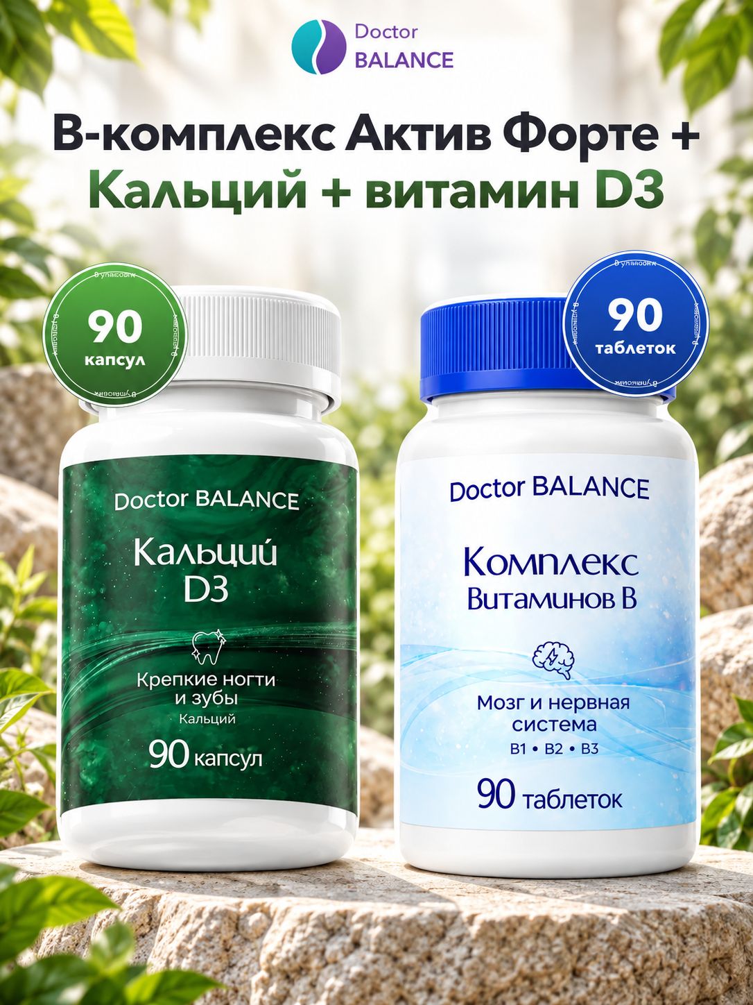 Набор Doctor Balance: B-комплекс Актив Форте 90 + Кальций с витамином D3 90