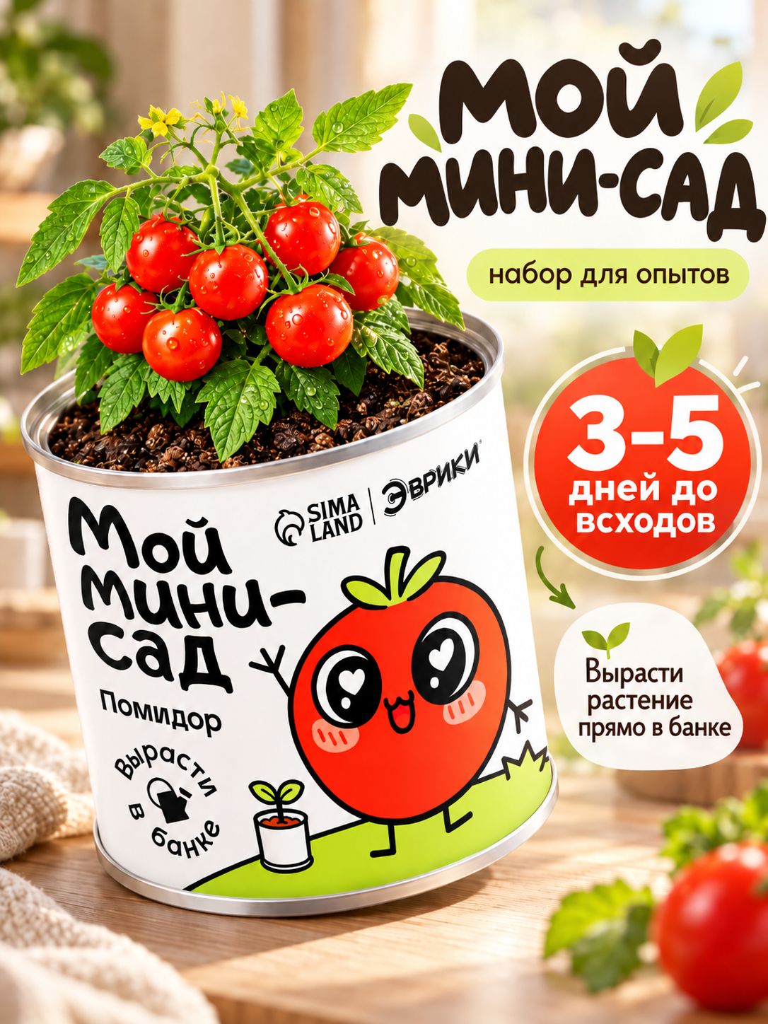Набор для выращивания растений ЭВРИКИ "Мой мини-сад , помидор"