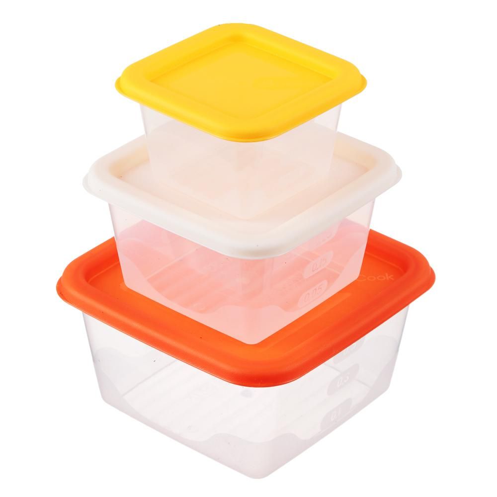 Контейнер для хранения продуктов 3 штуки 0,63л/ 0,33л/ 0,15л Контейнер для хранения продуктов 3 штуки 0,63л/ 0,33л/ 0,15л