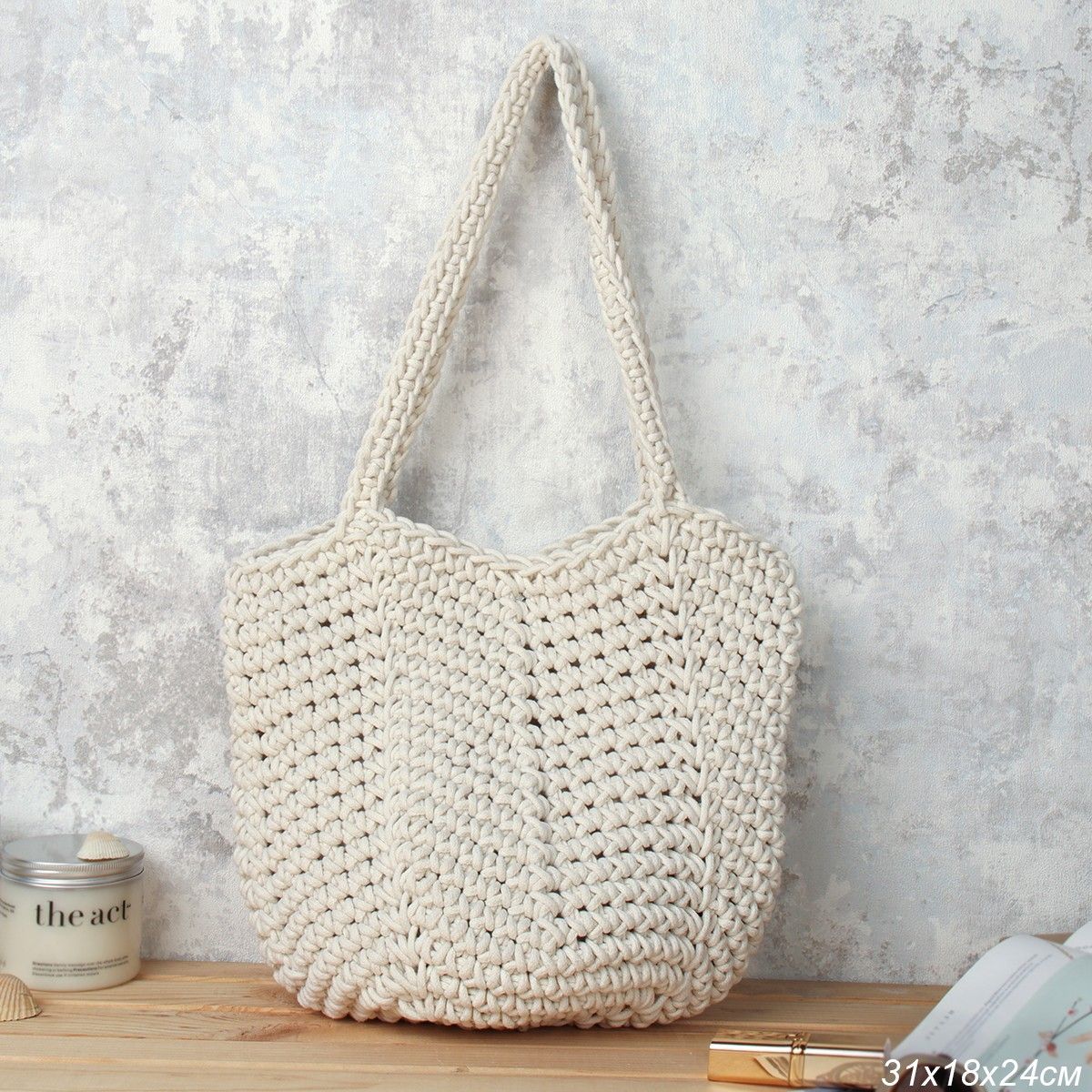 Сумка женская плетеная 31x18х24 см, белая Сумка женская плетеная 31x18х24 см, белая