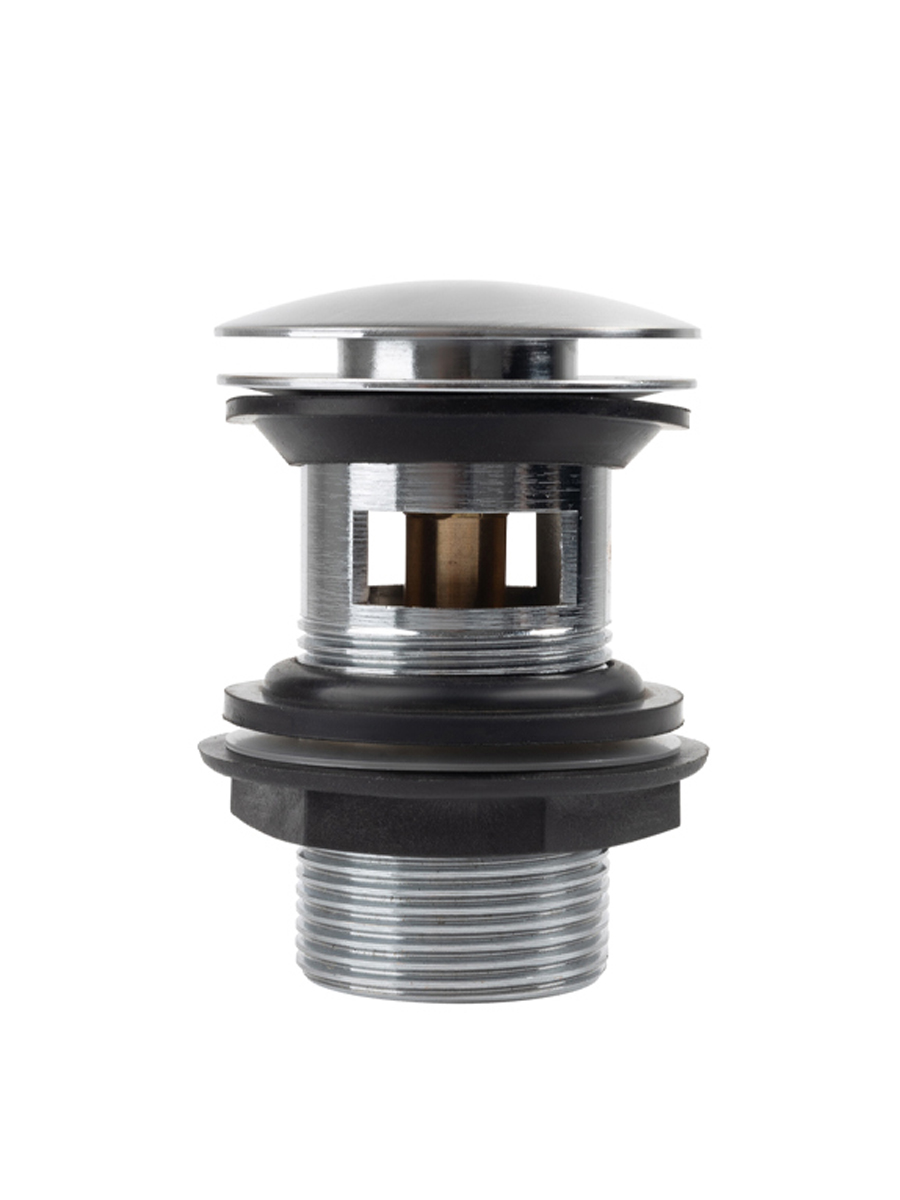 Фото товара на маркетплейсе ozon Донный клапан для раковины с переливом, система клик-клак, матовый хром, IDDIS, Слайд (Slide), SLIBC1Wi88