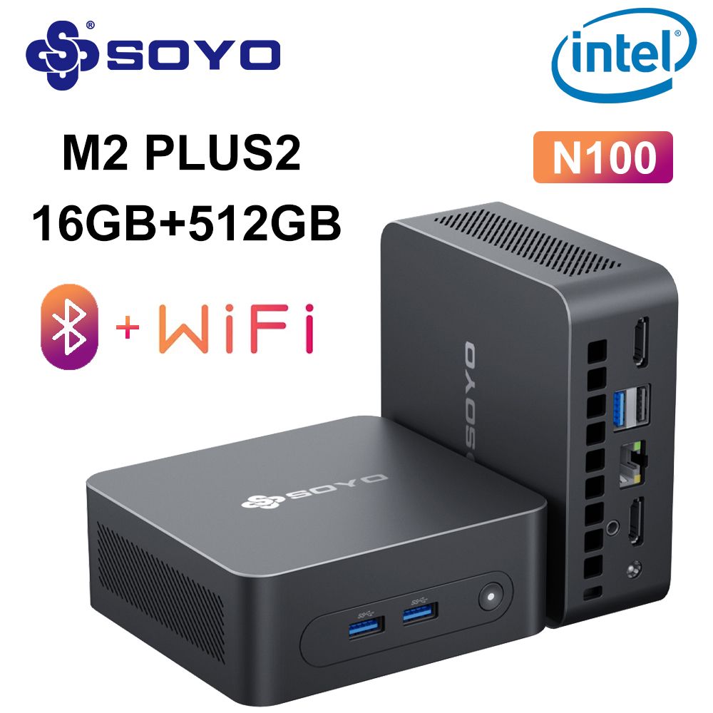 SOYO Мини-ПК (Intel Processor N100, RAM 16 ГБ, SSD 512 ГБ, Intel