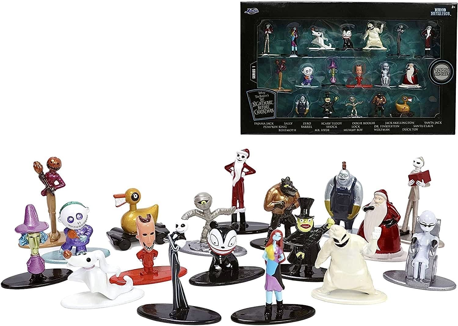 Nightmare Before Christmas / Кошмар перед Рождеством Набор фигурок Nano METALFIGS, 18 шт (чёрная серия)