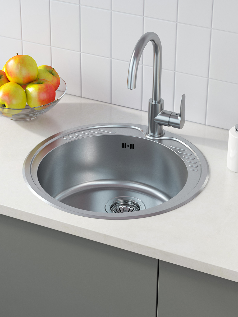 Фото товара на маркетплейсе ozon Мойка для кухни IDDIS, врезная, 51х51х18 см, нержавеющая сталь, без крыла, матовая, Суно (Suno), SUN51S0i77