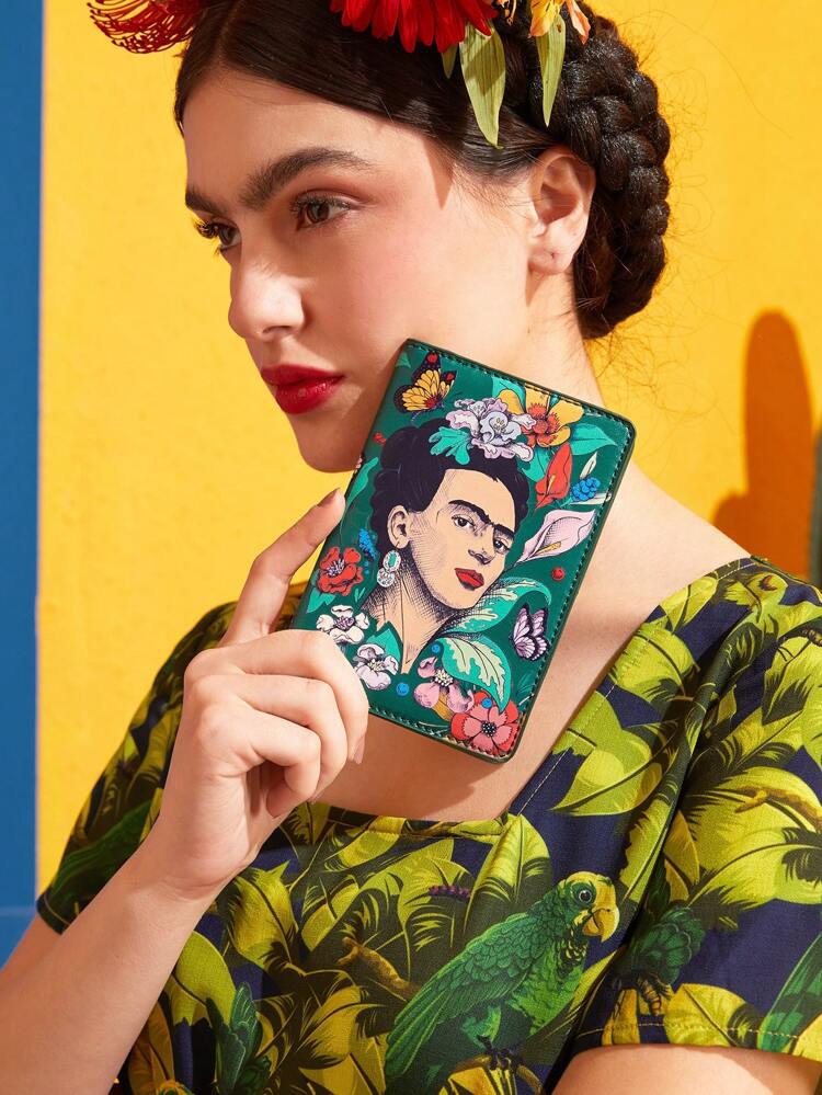 Фрида Кало / Frida Kahlo Обложка для паспорта с принтом Бабочки и цветы