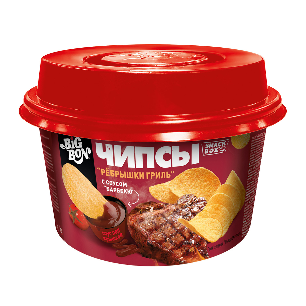 ЧипсыкартофельныеBigBonсовкусомРебрышкигрильссоусомБарбекю,105г