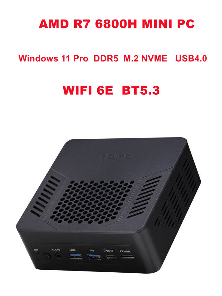 Характеристики Мини-ПК TOPC R7 6800H мини ПК (AMD Ryzen 7 6800H, RAM 16 ...