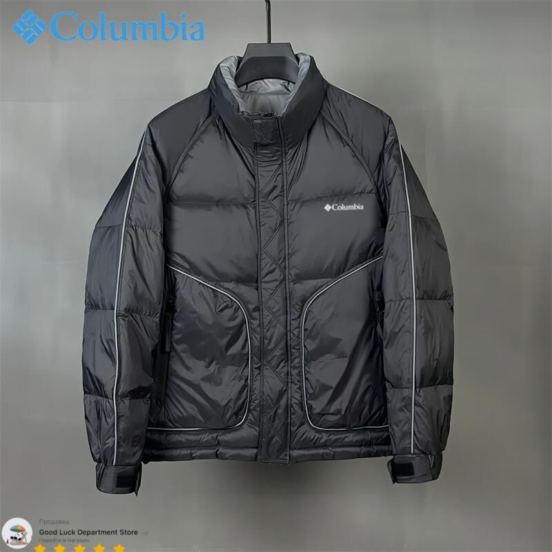 Пуховик Мужской Columbia Карманы черный Политекс, размер 46 Длинный ...