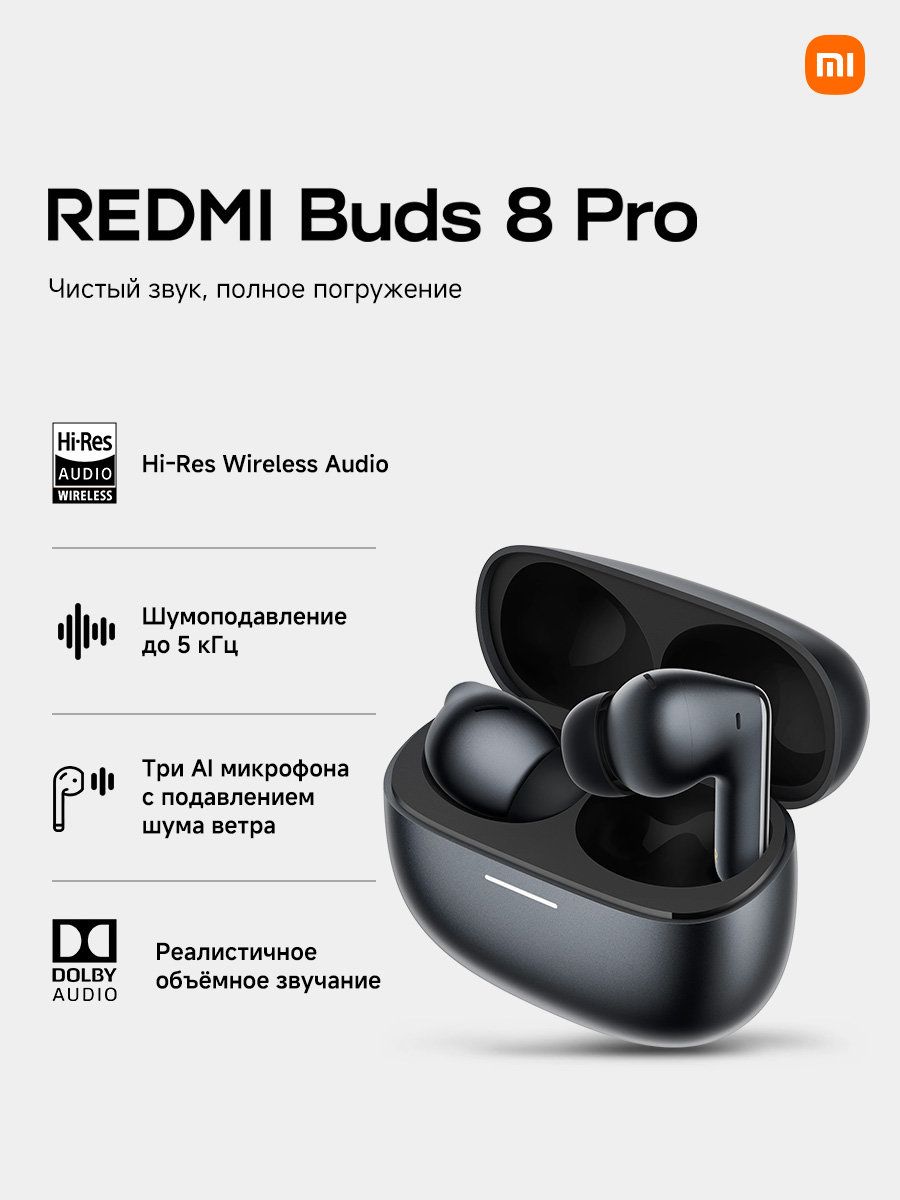 Xiaomi REDMI Buds 8 Pro Беспроводные внутриканальные наушники, обсидианово-черные