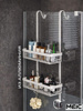 Modern bathroom wall shelf used to illustrate seasonal décor shifts between August's bright tones and September's warmer palette