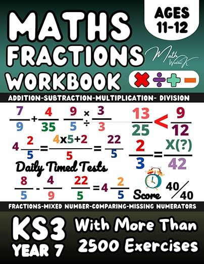 Maths Book for 11-12 Year Olds, Practice Operations with Fractions Workbook, Mixed number and Improper #1