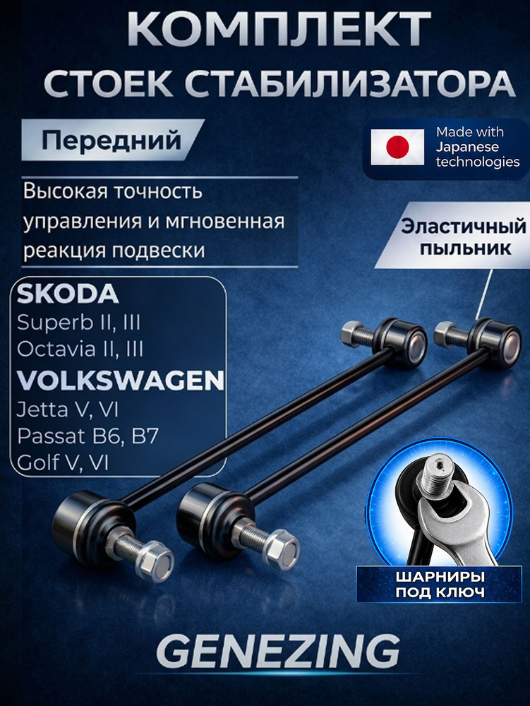 Стойки стабилизатора передние Шкода Суперб 2, Skoda Superb 2, Шкода Октавия, Skoda Octavia, Фольксваген #1