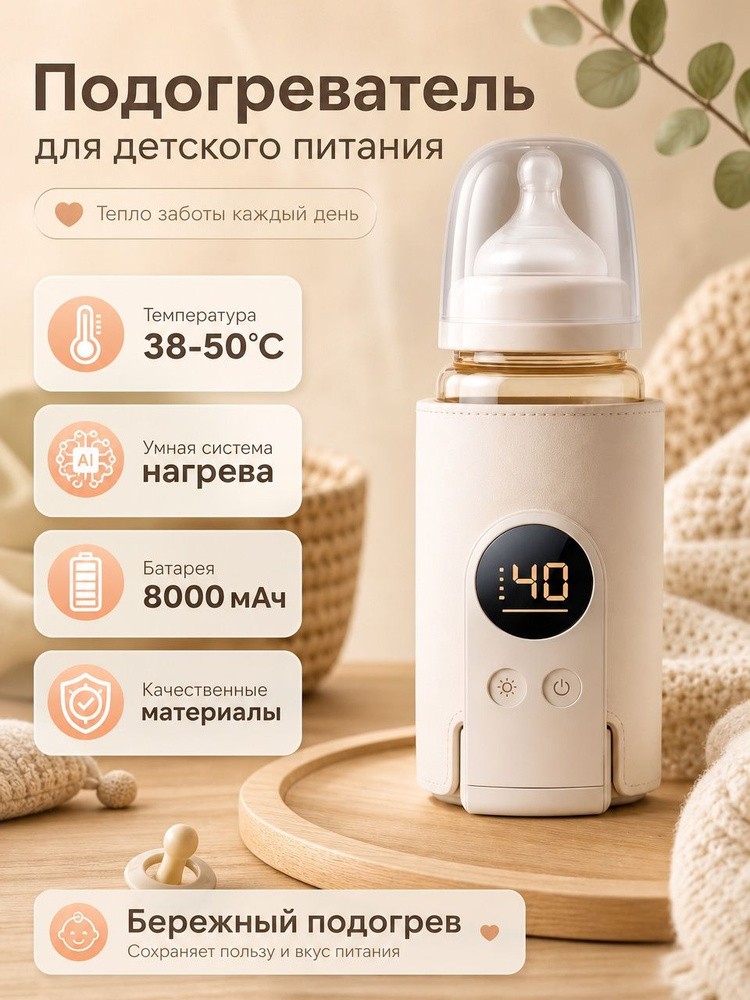 Подогреватель для бутылочек с питанием 8000 mAh бежевый #1