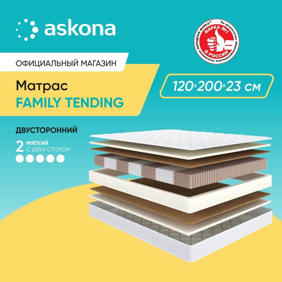 Матрас ASKONA AskonaTending, С зональным пружинным блоком, 120 - купить по  выгодной цене в интернет-магазине OZON (554797159)