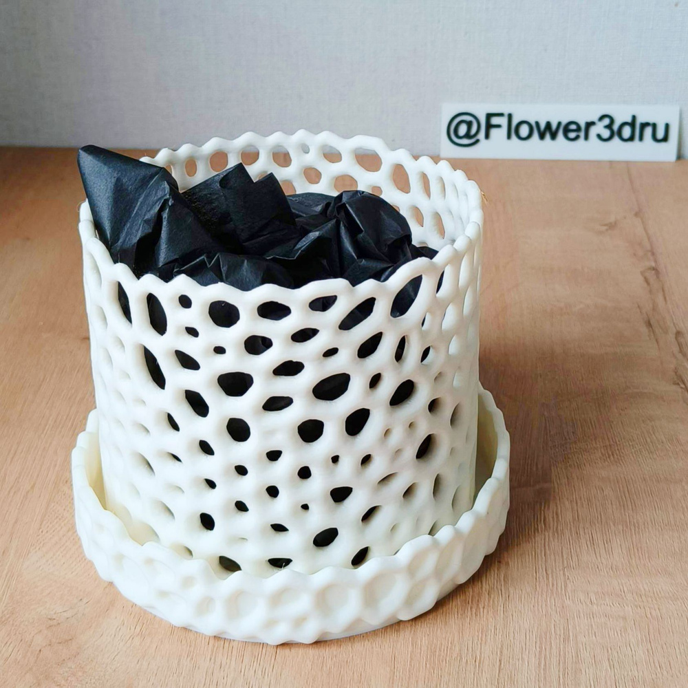 Flower3d Горшок для цветов, Кремовый, 13 см х 14 см, 1 л, 1 шт #1