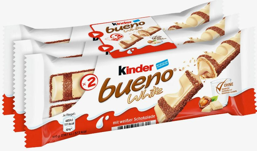 Вафли Kinder Bueno White, покрытые белым шоколадом, 39 гр - 3 штуки  #1