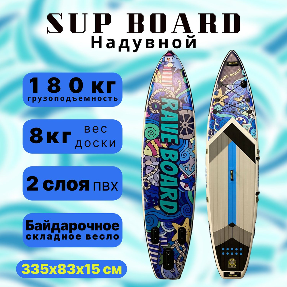 SUP board / сап борд / надувная доска Rave SEA 335см полный комплект -  купить с доставкой по выгодным ценам в интернет-магазине OZON (1420153648)