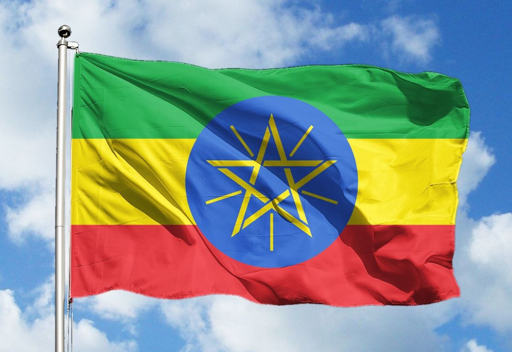 Двусторонний флаг Эфиопии 40х60 см на лодку, катер или яхту с люверсами  #1