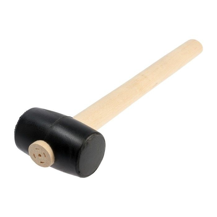 Киянка ЛОМ, деревянная рукоятка, черная резина, 45 мм, 200 г  #1