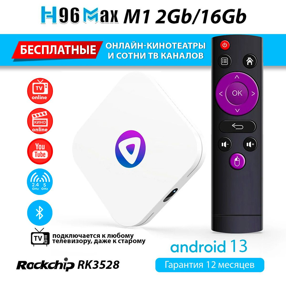 Смарт ТВ приставка - H96 MAX M1 2Gb/16Gb RK3528 Android 13 (с настройкой) #1
