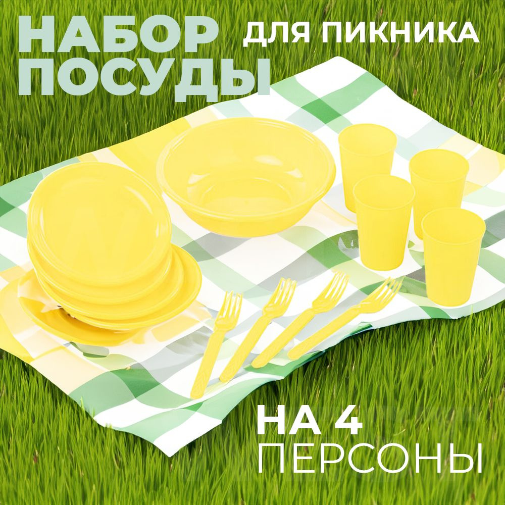 Набор посуды для пикника на 4 персоны - купить с доставкой по выгодным ...