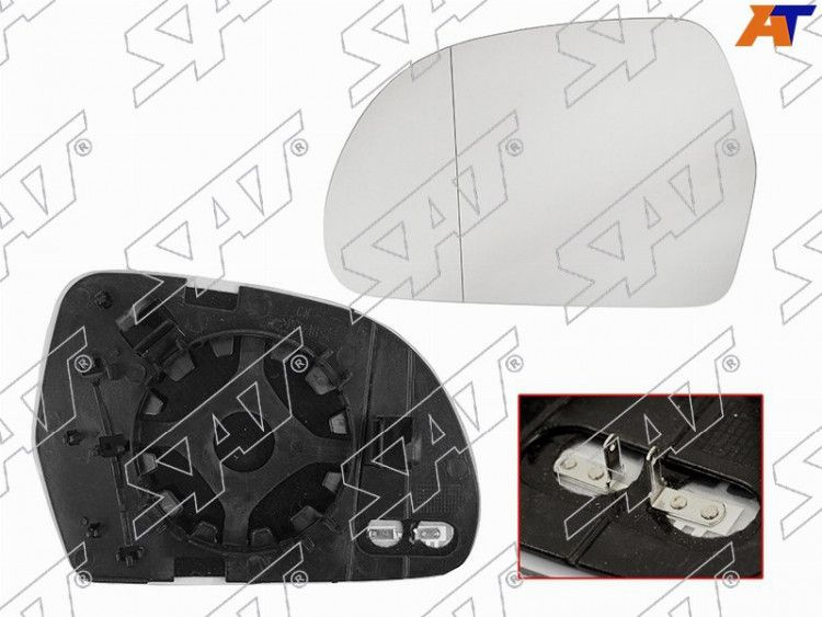 Полотно зеркала Audi A3 08-13 / A4 08-12 (Справа/ Обогрев/ сферическое)