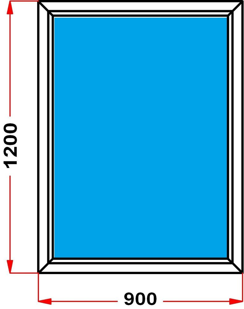 Окно пластиковое, профиль 60 мм (1200 x 900), не открывающееся, стеклопакет 2 стекла  #1
