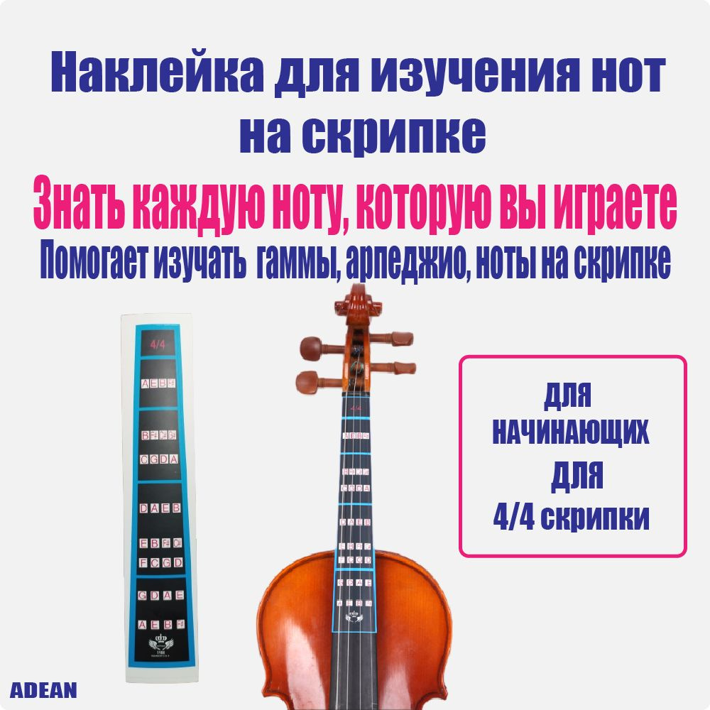 Наклейка для изучения нот на скрипке 4/4 для начинающих