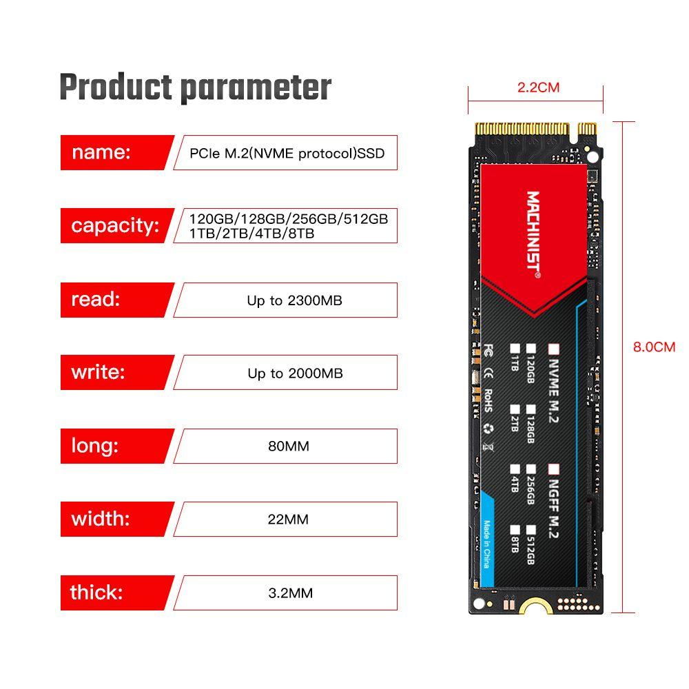 МАШИНИСТ M2 SSD NVME 256 ГБ SSD M2 2280 SSD PCIE3.0x4 HDD Встроенный ...