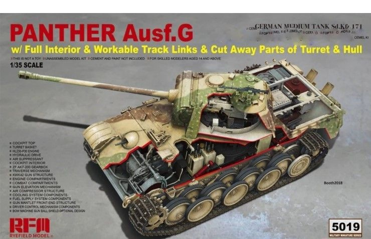 RM-5019 Танк Panther Ausf.G w/ Full Interior & Cut Away Parts of Turret & Hul (1/35) #1