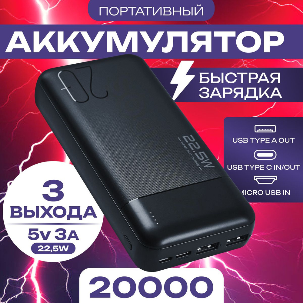 Внешний аккумулятор (Power Bank) сбз - купить по выгодным ценам в  интернет-магазине OZON (1503284191)