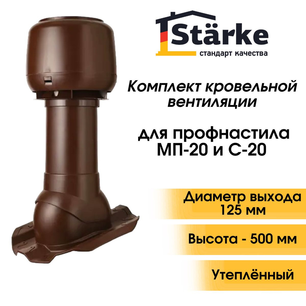 Комплект кровельной вентиляции Starke D125/160 для профнастила коричневый  #1