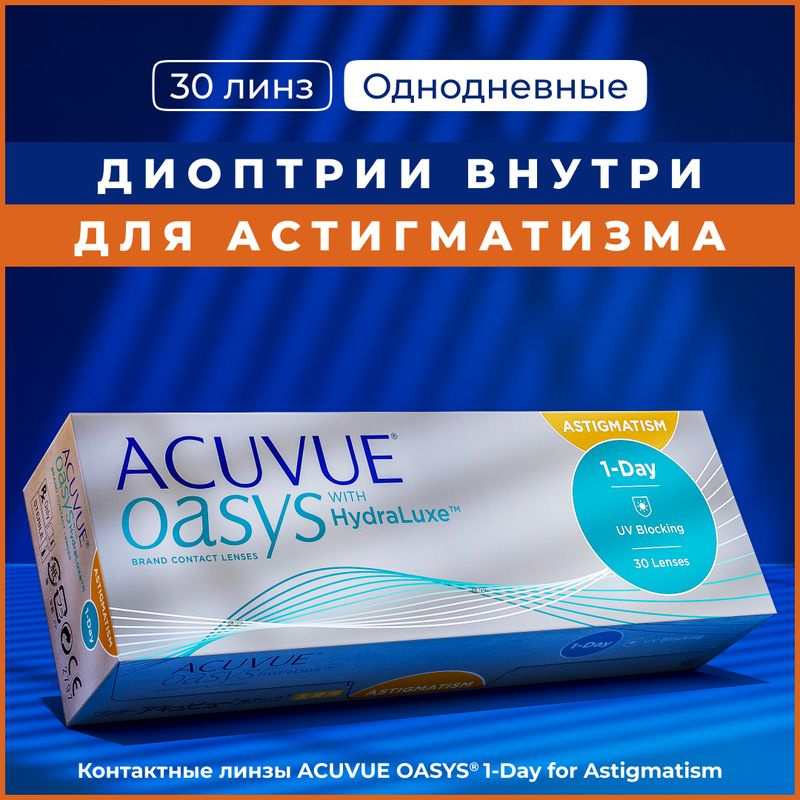 Астигматические линзы Acuvue Oasys 1-Day for Astigmatism with HydraLuxe, Однодневные, -4.25 / 14.3 / #1