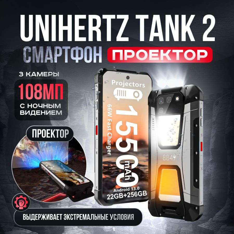 Unihertz Смартфон Tank 2 12/256 ГБ, черный