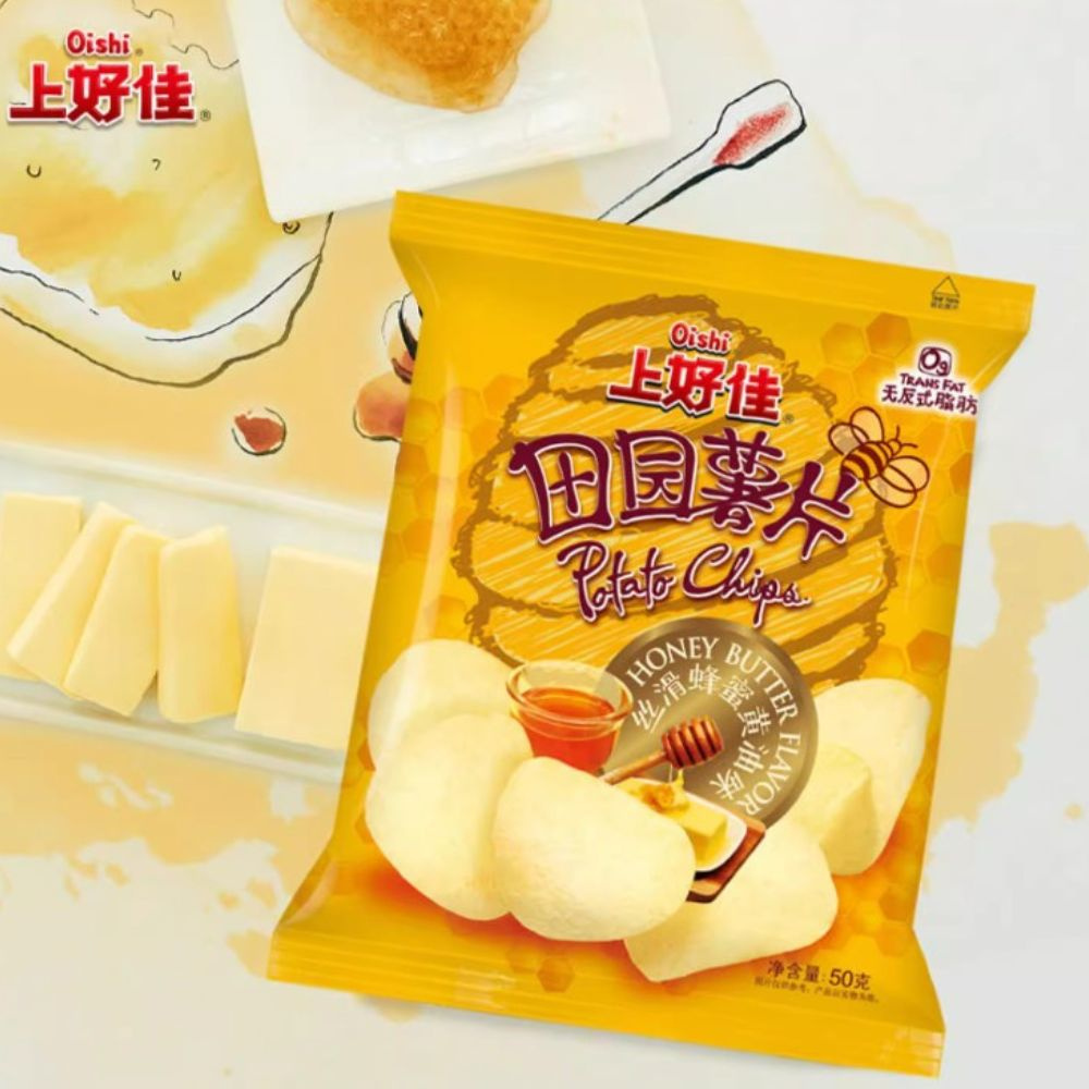 Чипсы Oishi Potato Chips Honey&Butter медовые 40г (Китай) #1