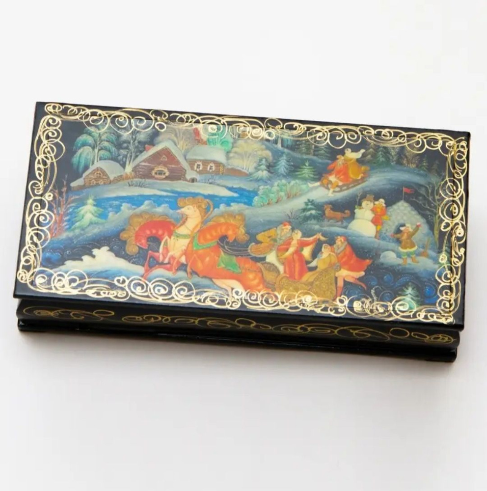 Палехские сувениры Классическая шкатулка Универсальная "Русский стиль", 1 шт #1