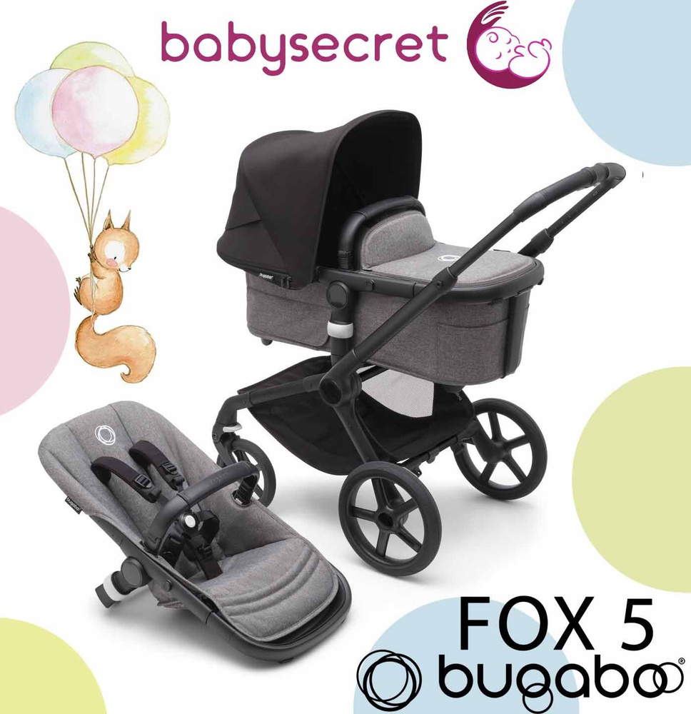 Детская коляска 2 в 1 Bugaboo Fox5 на шасси Black/Grey/ Midnight black #1