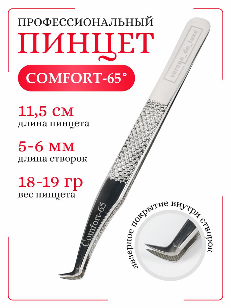 Пинцет для наращивания ресниц Comfort 65 #1